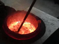 induction melting 140kg silver with tilting furnace by 100KW induction heater (UM-100AB-MF)