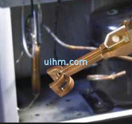 Induction brazing of refrigerator part by custom-design induction coil
