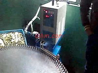 induction heating copper pipe (cartridge case) with rotating platform
