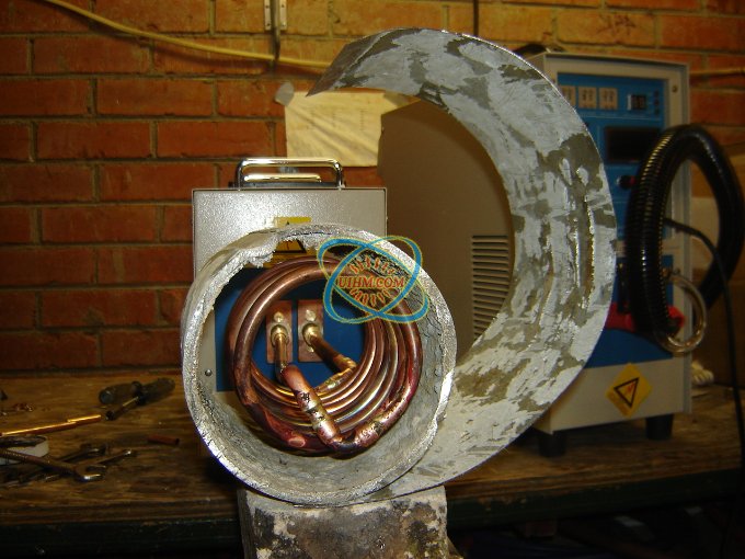 custom built induction coil heating inside of workpiece