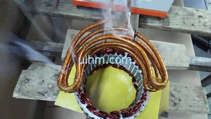 Induction Heating multi wire bundles with a cambered induction coil Induction Heating multi wire bundles with a cambered induction coil