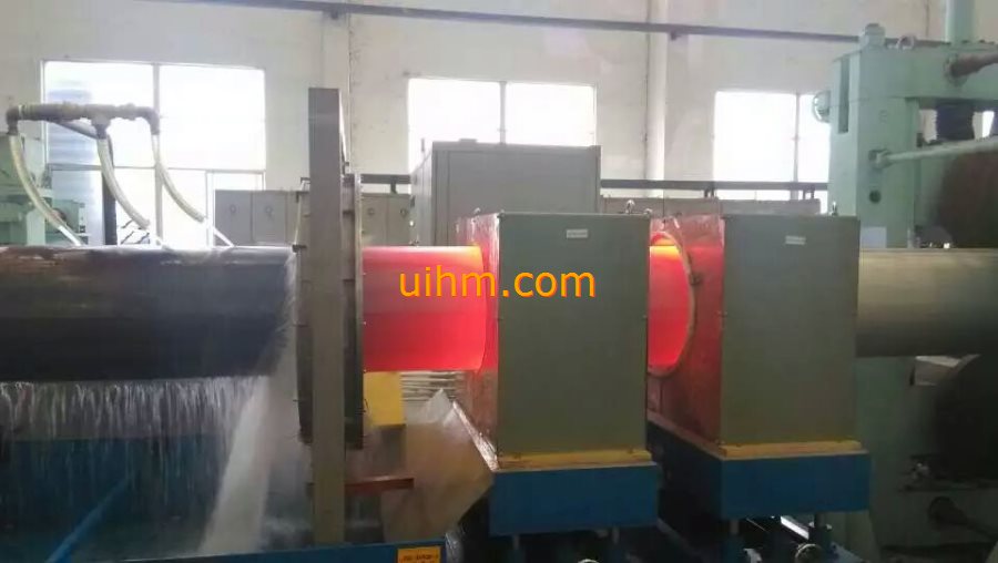 induction hardening D80cm steel pipe by dual 500KW MF induction heaters
