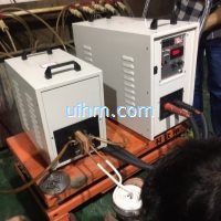 induction brazing top of condenser pipes by pancake induction coil_3