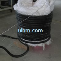 induction heating steel pipes by water cooled flexible induction coil and 120KW RF induction heater